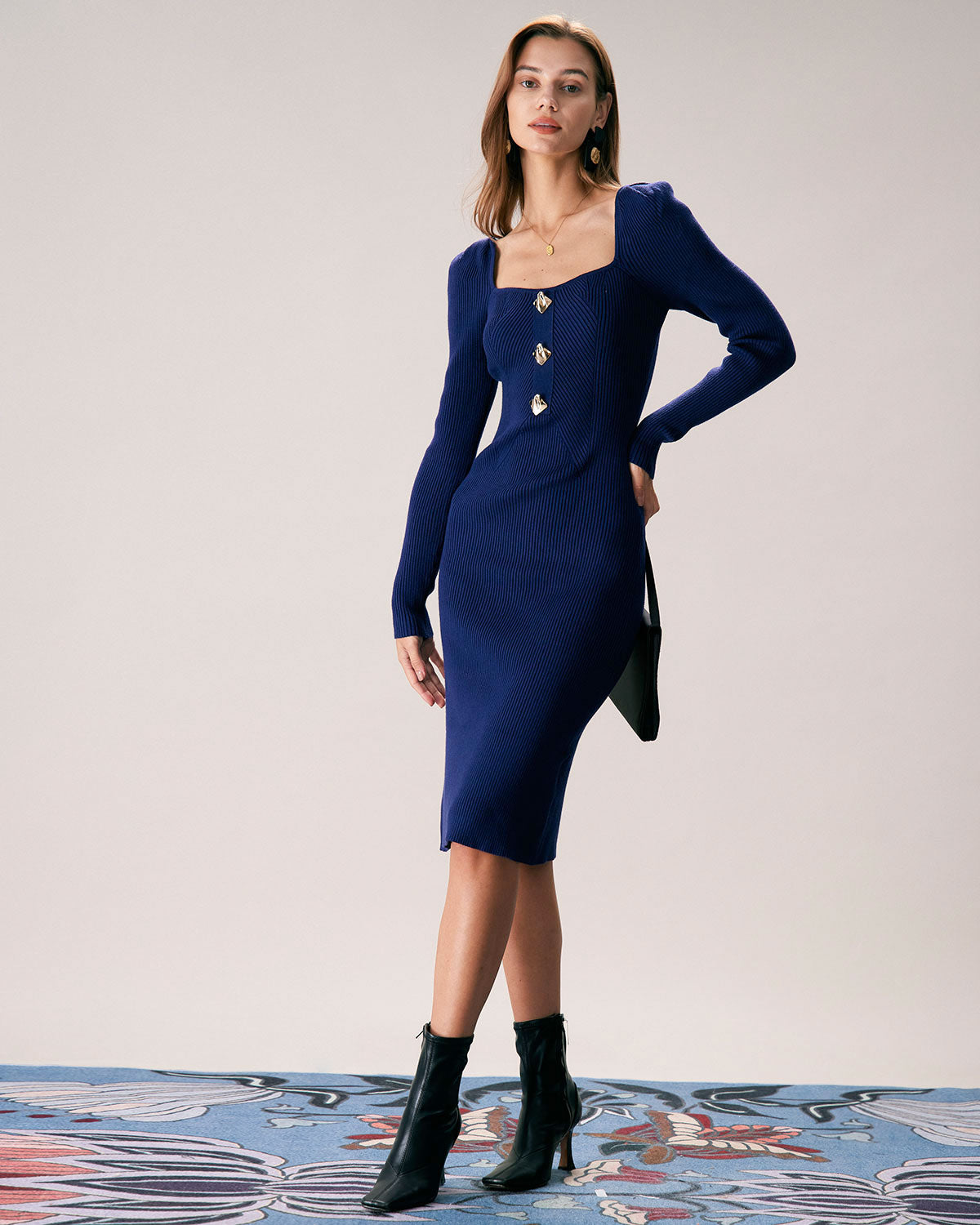 blue knit dress